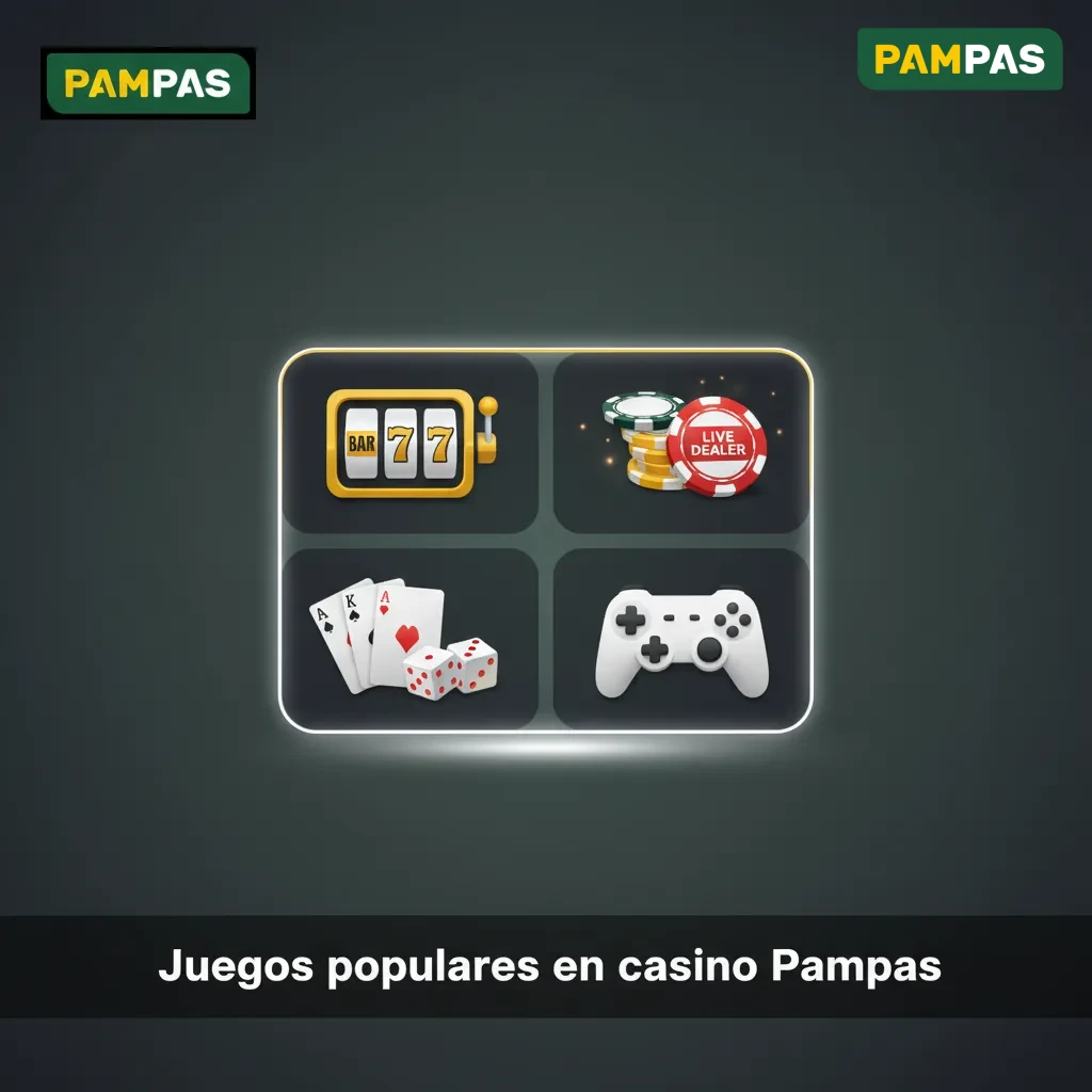 Banner de juegos populares del casino Pampas: Gates of Olympus, Sweet Bonanza, Book of Dead, ruleta, blackjack y Aviator