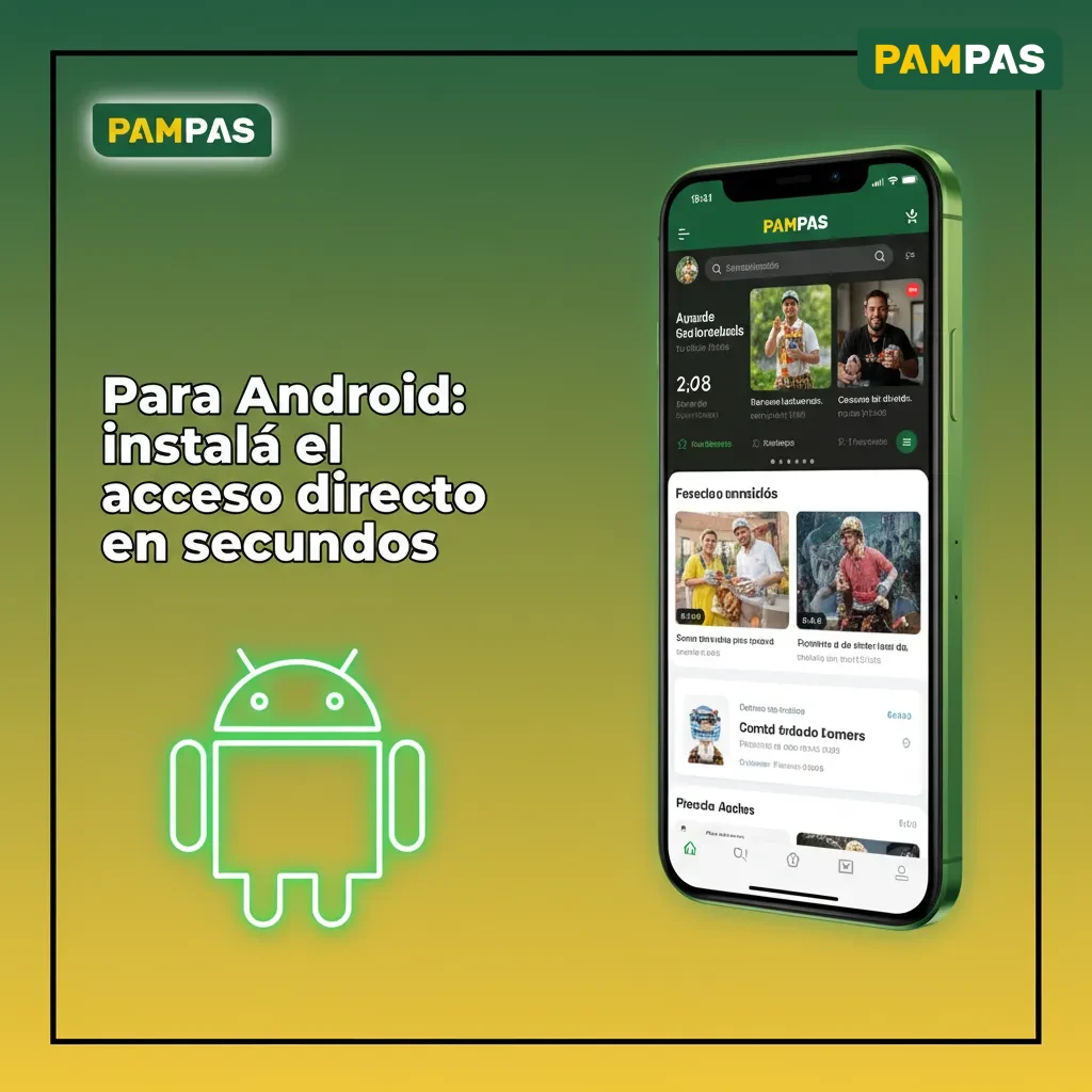 Teléfono Android con Chrome: menú de tres puntos y Agregar a pantalla de inicio para el casino; icono y notificaciones