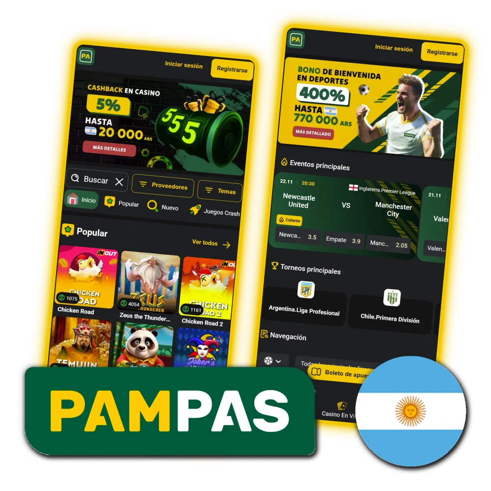 Descargue la aplicación iOS o Android en Pampas Argentina.