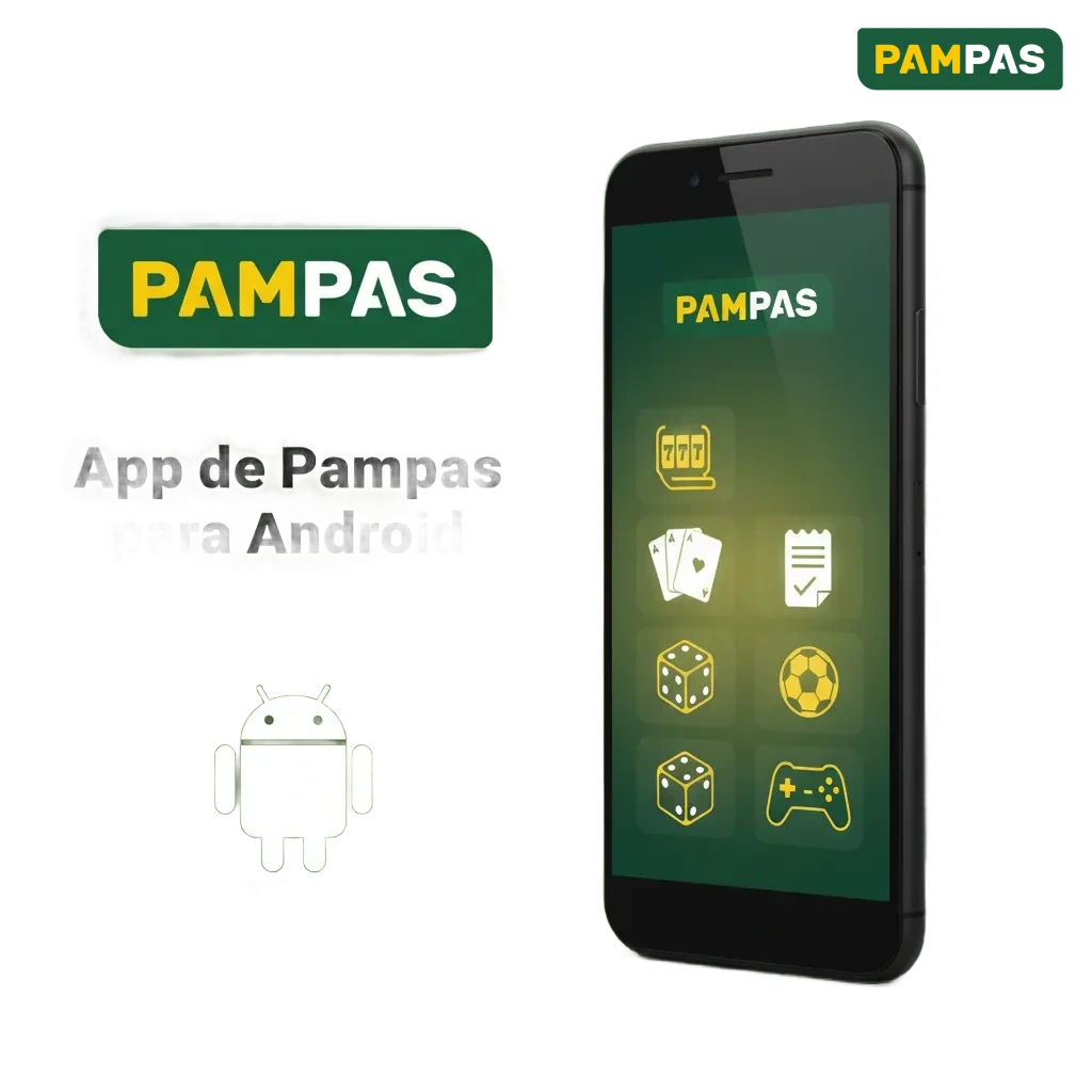 Pantalla de la app Pampas para Android con pasos de instalación, apuestas, casino y pagos locales; usa datos o Wi‑Fi.