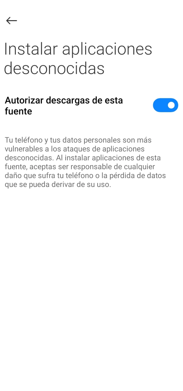 Permite que fuentes desconocidas instalen la aplicación Pampas Argentina.