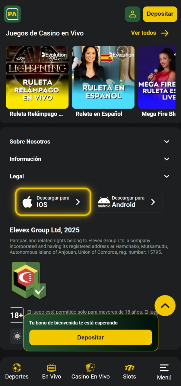 Presione la aplicación iOS descargar para Pampas Argentina.