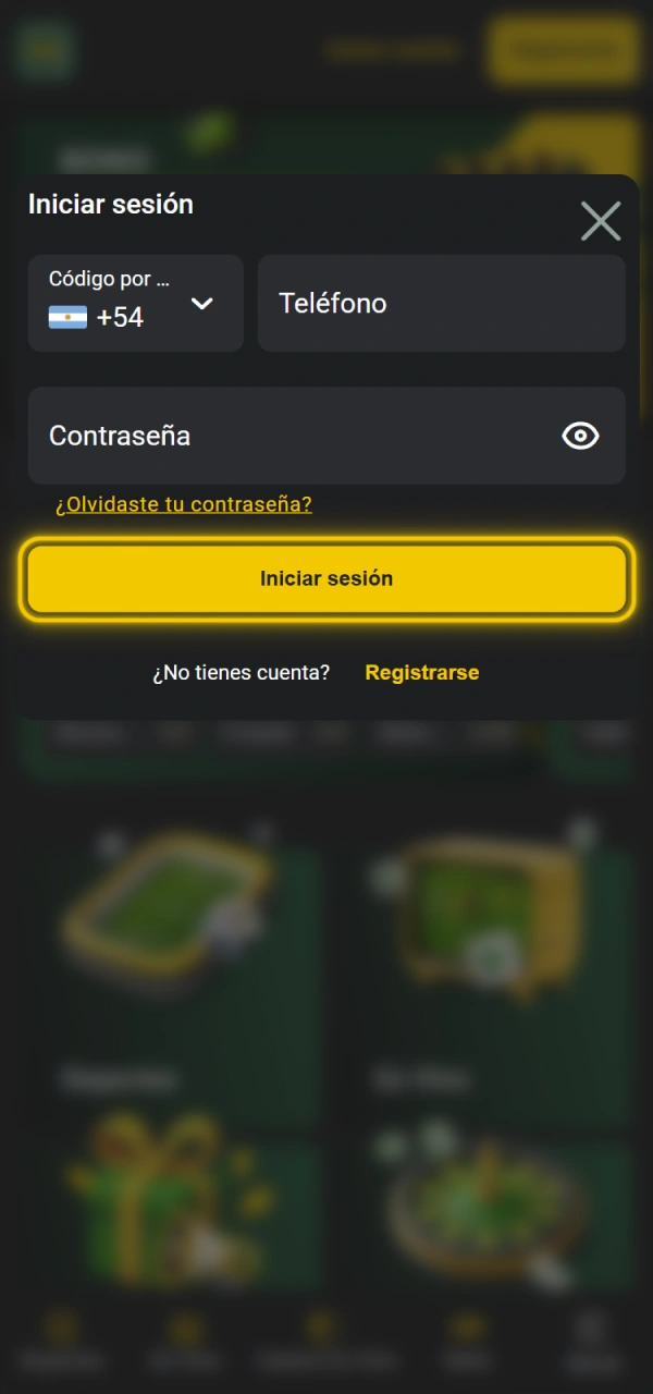 Ingrese el código recibido para iniciar sesión en Pampas Argentina.