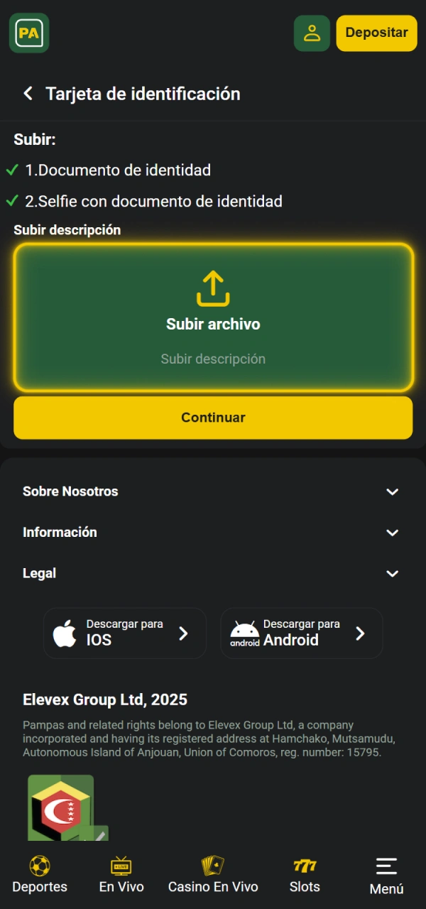 Tome la foto para la verificación de la Pampas Argentina.