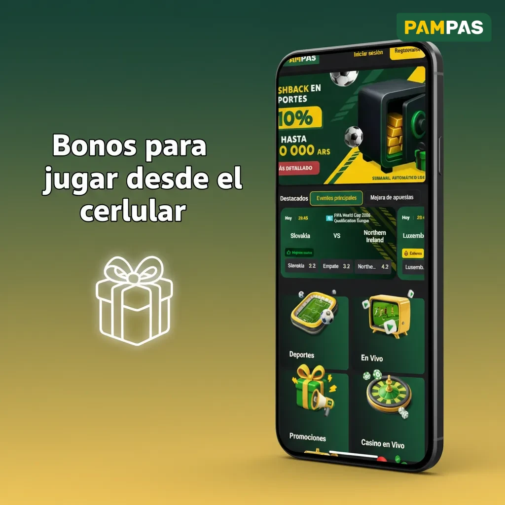 Banner de bonos para jugar desde el celular: bienvenida hasta 400% (deportes ARS 770.000, casino ARS 2.000.000).