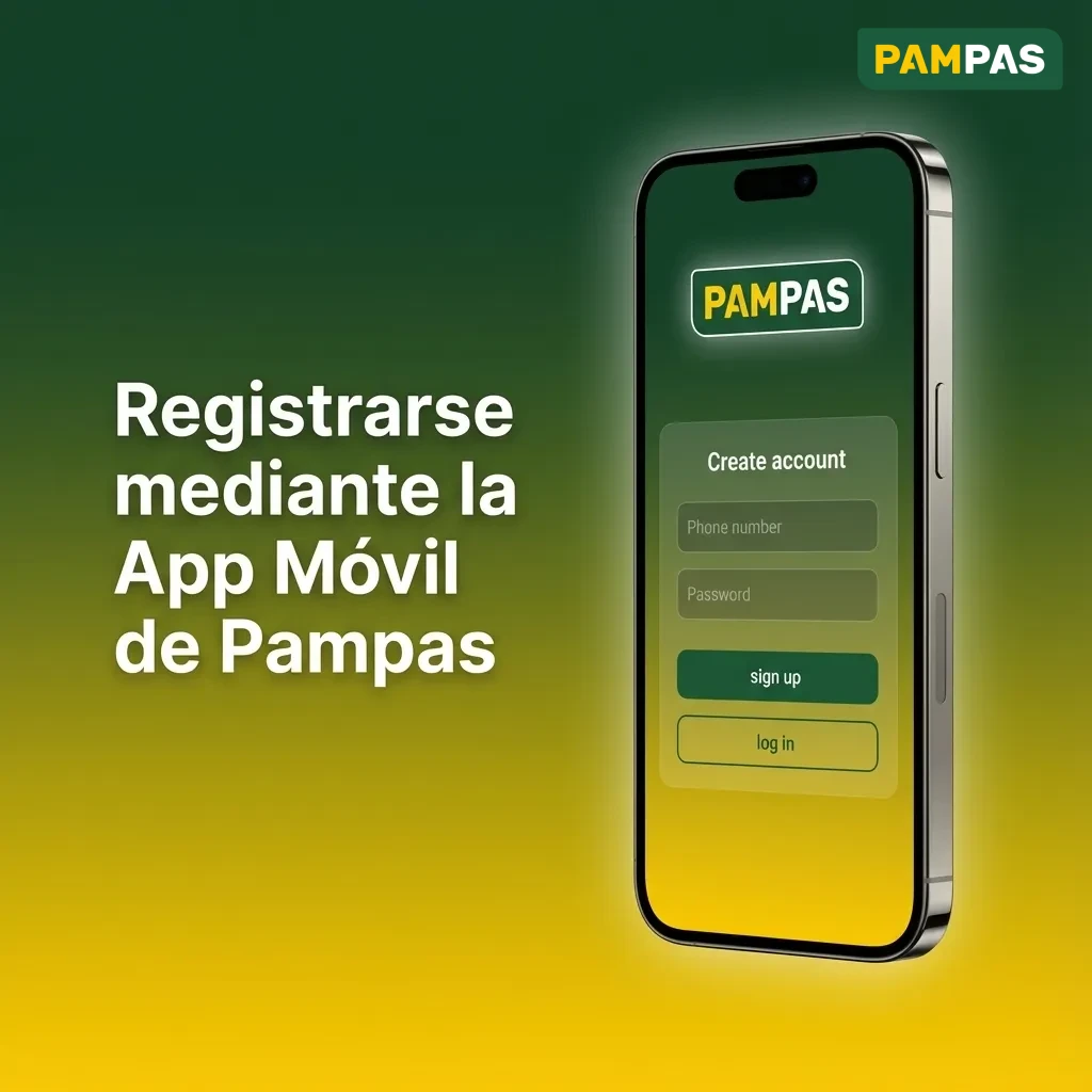 Pasos para crear cuenta en la app móvil de Pampas: descargar, abrir, elegir método de registro y confirmar